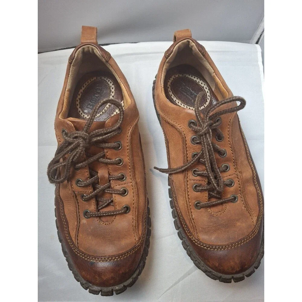 BORN Men's Brown Leather Casual Comfort Oxfords Lace Up Shoes Size 8